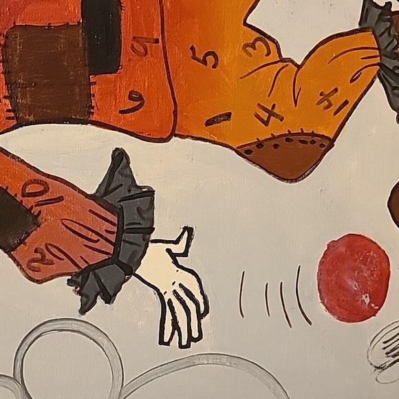 Oil on Canvas Whimsical Clown Wall Art Painting  24" x 20" - Picture 6 of 13